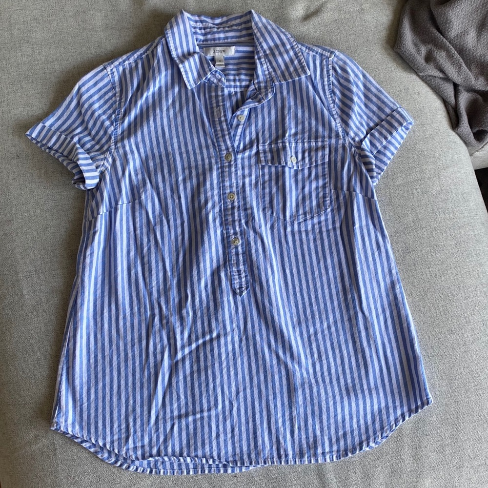 J. Crew quarter-button striped collard shirt
